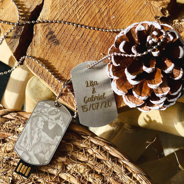16 GB USB klíč ve stylu vojenské identifikační známky přizpůsobený s fotografií 16 GB USB klíč ve stylu vojenské identifikační známky přizpůsobený s fotografií