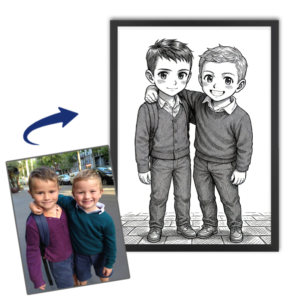 Personalizovaný portrét ve vintage manga stylu Personalizovaný portrét ve vintage manga stylu