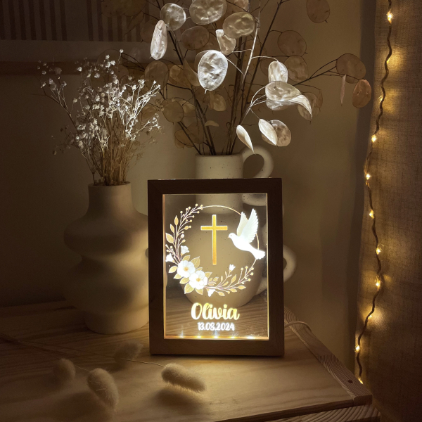 Personalizovaný LED rámeček křest Personalizovaný LED rámeček křest