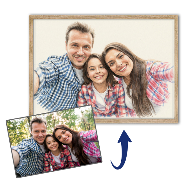 Portrét ve stylu kresby barevnými tužkami podle fotografie Portrét ve stylu kresby barevnými tužkami podle fotografie