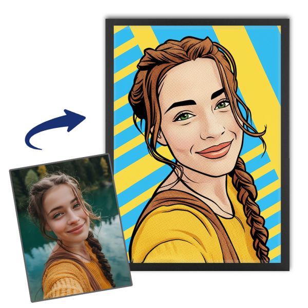 Portrét ve stylu pop art komiks podle fotografie Portrét ve stylu pop art komiks podle fotografie