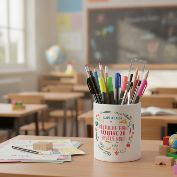 Personalizovaný stojánek na tužky poděkování paní učitelce Personalizovaný stojánek na tužky poděkování paní učitelce