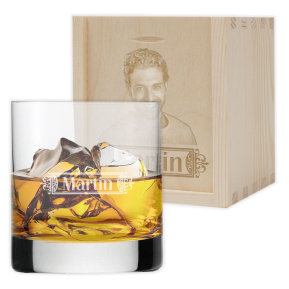 Sklenice na whisky se jménem a fotodárkovou krabičkou Sklenice na whisky se jménem a fotodárkovou krabičkou