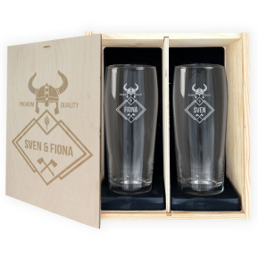 D�rkov� sada se 2 personalizovan�mi vikingsk�mi pivn�mi sklenicemi