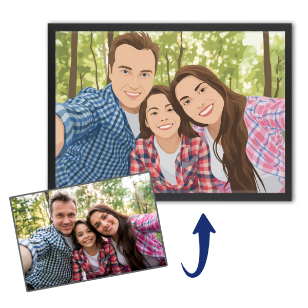 Portr&eacute;t ve stylu ploch&eacute;ho designu podle fotografie