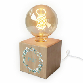 Lampa s filamentovou žárovkou s potiskem věnce z listů Lampa s filamentovou žárovkou s potiskem věnce z listů