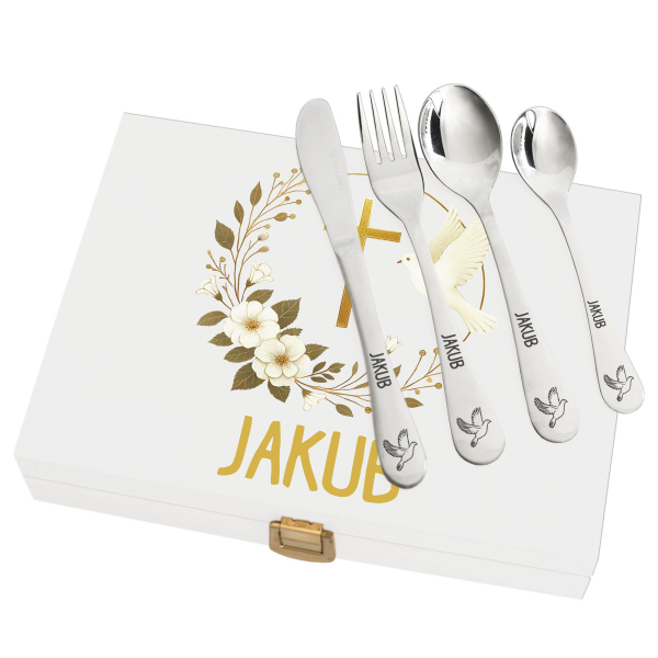 Dárková krabicka na krtiny s personalizovanými príbory Dárková krabicka na krtiny s personalizovanými príbory